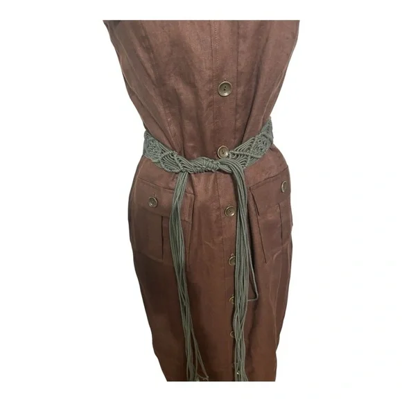 Maggie London, Safari utility dress. Brown Button-Down Dress - Picture 4 of 15